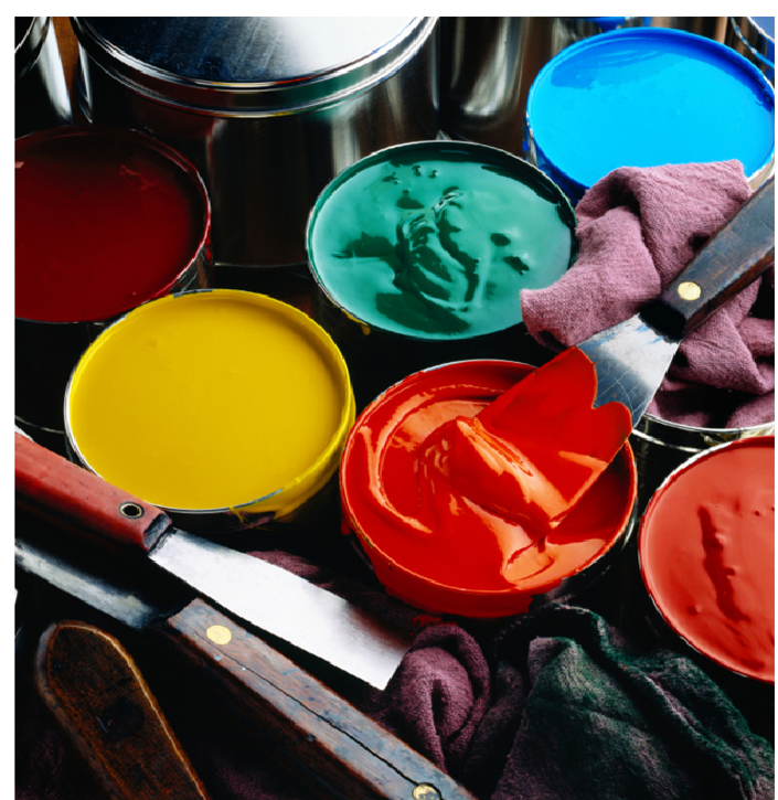 Colorful Dyes and Paint Cans